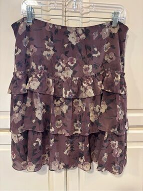 Ralph Lauren Plum floral Tiered Ruffle Skirt. Size 12